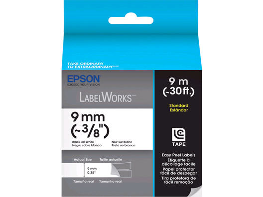 LC-3WBN9 STND BLK/WHT 9MM LABELWORKS 3/8IN BLACK ON WHITE STANDARD LC TAPE CARTRIDGE LabelWorks Standard LC Tape Cartridge - 3/8 inch Black on White