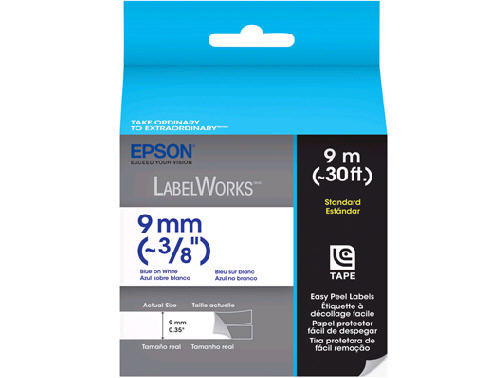 LC-3WLN9 STND BLUE/WHT 9MM LabelWorks Standard LC Tape Cartridge - 3/8 inch Blue on White 3/8IN LABELWORKS STANDARD LC TAPE CARTRIDGE BLUE ON WHITE