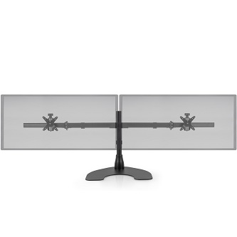 100-D16-B02W HAT DESIGN WORKS, 100 SERIES DUAL DESK STAND FOR WIDESCREEN DISPLAYS UP TO (2) 34"" ULTRA WIDESCREENS. MAX 25 LBS EACH. 75 & 100MM. BLACK<br />Dual Horizontal stand, hinged, 16" pole