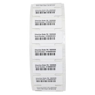 10028598 ZEBRA AIT, CONSUMABLES, LABEL, RFID, 02.36" X 0.98" (60X25MM); WHITE COATED PP, 3IN (76.2MM) CORE, 500/ROLL, 1/BOX, PLAIN, PRICED PER BOX LAB RFID 60x25MM 500/R 76.2mm CORE 1/BOX ZEBRA, LABEL, RFID, 02.36" X 0.98" (60X25MM); WHITE COATED PP, 3IN (76.2MM) CORE, 500/ROLL, 1/BOX, PLAIN ZEBRA, RFID TAG, 02.36" X 0.98" (60X25MM); WHITE COATED PP, 3IN (76.2MM) CORE, 500/ROLL, 1/BOX, PLAIN SILVERLINE BLADE 2.36x.98 500/ROLL RFID Silverline Blade R6 - Printable White Polypropylene Labels - High Tack Adhesive - 60mm x 25mm - 500 Labels per Roll - Compatible with: Silverline RFID ZT410 - Recommended Ribbon: 5095 Resin - Supplied on 76mm core Label, RFID, 02.36" X 0.98" (60x25mm); White coated PP, 3in (76.2mm) core, 500/roll, 1/box, Plain ZEBRA, RFID LABEL, CONSUMABLES, 2.36" X 0.98" (60X 1PK LABEL RFID 02.36 X 0.98 WHT COATED PP 3IN CORE 500/ROLL<br />LAB RFID SILVERLINE 60x25mm 500L/R BOX1<br />ZEBRA, DISCONTINUED, REFER TO 10026768, RFID LABEL<br />ZEBRA, DISCONTINUED, REFER TO 10026768, RFID LABEL, CONSUMABLES, 2.36