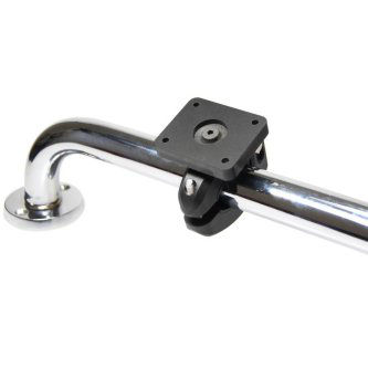 215794 PIPE CLAMP W 2 IN ARM & MNT PLATE PIPE CLAMP W MNT PLATE CLAMP MOUNTw/PLATE For installation of devices on pipes and stays, for example most types of vehicles; motorcycles, boats, carts, stands, wheelchairs, airplanes etc. The mount has a mounting plate sized 50x42 mm with pre-drilled AMPS-holes. The mount fits round and oblong bars 0.875 in. to 1.25 in. (22.22 mm to 31.75 mm)