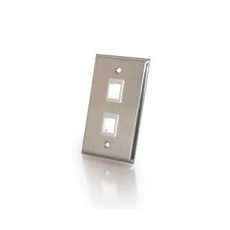 37094 2 PORT SINGLE GANG FACE PLATE STAINLESS