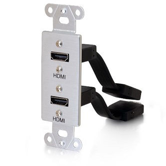 39875 Decorative dual HDMI pigtail<br />DECORATIVE DUAL HDMI PIGTAIL WALL PLATE