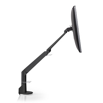 5900-104 HAT DESIGN WORKS, EVO SINGLE MONITOR ARM. SPACE SAVING SLIM ARM. HEIGHT ADJUST RANGE 10.4". EXTENSION RANGE 18". SCREENS UP TO 27" AND 15 LBS. CLAMP MOUNT UP TO 1.5" THICK SURFACE.  BLACK<br />Evo Arm, Black, 1-15 lbs, up to 27" scrn