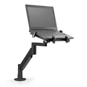 7000-T-500HY-104 Laptop Arm with Clamp Mount, BLACK<br />HAT DESIGN WORKS, 7000 ARM & 5501 LAPTOP HOLDER WITH TOP DOWN MOUNT FOR CLAMP AND GROMMET. SUPPORTS 1-14LBS, BLACK .