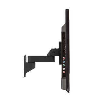9110-4-104 Sngl Mntr WllMnt&Exten sup30lbs ext7.6in<br />HAT DESIGN WORKS, ARTICULATING MOUNTS: MONITOR WALL MOUNT W/VESA TILTER & 4" EXTENSION. SUPPORTS UP TO 40LBS, BLACK (SINGLE STUD WALL INSTALL)