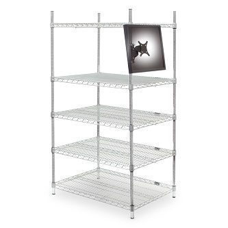 9110-8460-104 Wire Shelving Monitor Mount, low profile<br />HAT DESIGN WORKS, MONITOR 1" WIRE SHELF MOUNT W/VESA TILTER<br />"HAT DESIGN WORKS, MONITOR 1" WIRE SHELF MOUNT W/VESA TILTER"