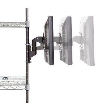 9110-8460-8-5-4-104 Wire Shelving Mnt articl extn 14.9in BLK<br />HAT DESIGN WORKS, MONITOR 1" WIRE SHELF MOUNT W/VESA TILTER 8.5" & 4" EXTENSIONS<br />"HAT DESIGN WORKS, MONITOR 1" WIRE SHELF MOUNT W/VESA TILTER 8.5" & 4" EXTENSIONS"