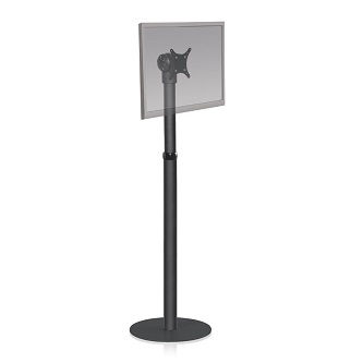 9230-50-104 Free Standing Height Adj Kiosk BLACK<br />HAT DESIGN WORKS, FREE STANDING 30IN-50IN HEIGHT ADJUSTABLE KIOSK. SUPPORTS 25LBS