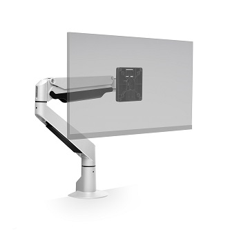 E2-1-248 HAT DESIGN WORKS, E2 SINGLE ARTICULATING MONITOR ARM WITH TOP DOWN CLAMP AND GROMMET MOUNT, WHITE<br />E2 Single Monitor Arm White