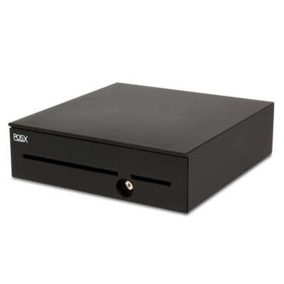EVO-C16H-1 EVO Heavy Duty Cash Drawer 16x16, Black Face, POS-X EVO Heavy Duty Cash Drawer (16 x 16, Black Face) POS-X EVO Cash Drawers EVO Heavy Duty Cash Drawer 16X16, Black EVO Heavy Duty Cash Drawer (16" x 16", 5 bill and coin slots)  This narrow-footprint drawer has a full sized till with innovative springless bill weights, making it the perfect choice for minimal space and maximal performance. The bill weights have the dynamic snap back expected of a heavy duty unit, without the vulnerable springs of other tills.  This high volume cash drawer has extended steel ball-bearing slides with 30 bearings per side, and is proven beyond 4 million cycles.  The small footprint and thick gauge coldrolled steel case with black powder coat finish make this a sleek, durable, and efficient cash drawer for the heaviest of retail or restaurant environments. The EVO Cash Drawer is compatible with multiple printer brands, including POS-X, Epson, Citizen, Ithaca and Star, to name a few. POS-X, EVO HEAVY DUTY CASH DRAWER 16X16, BLACK FR