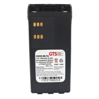 H9008-M16 Battery (1650 mAh, NiMh, OEM P/N HNN9008) for the Motorola HT750 GTS BATTERIES,TWO-WAY RADIO REPLACEMENT BATTERY, GP320/340/360, NIMH, 1650 MAH, 7.5V, OEM PN HNN9008 Battery (1650 mAh, NiMh, OEM P/N HNN9008) for the Zebra HT750   Battery, Zebra HT750, 1650 mAh, NiMh, OE Honeywell Batt. Mob.Comp.Batt. BTRY, MOTO HT750/1250,1650MAH, SEE NOTES GTS Replacement battery for Motorola GP320/GP340/GP360/GP380/GP381 HT750/HT1250/HT1550 MTX850/MTS850LS/MTS950/MTX960 devices. 160 mAh, NiMH GTS Replacement battery for Motorola GP320"GP340"GP360"GP380"GP381 HT750"HT1250"HT1550 MTX850"MTS850LS"MTS950"MTX960 devices. 160 mAh, NiMH The H9008-M(16) is a direct replacement for the Motorola GP320 and GP340  series radios. 1650 mAh, NiMH, 7.5 Volts, 12 Month Warranty. OEM P/N: HNN9008 The H9008-M(16) is a direct replacement for the Motorola GP320 and GP340   series radios. 1650 mAh, NiMH, 7.5 Volts, 12 Month Warranty. OEM P/N: HNN9008 GLOBAL TECHNOLOGY SOLUTIONS, GTS, 2 WAY RADIO, MOT GLOBAL TECHNOLOGY SYSTEMS, GTS, 2 WAY RADIO,