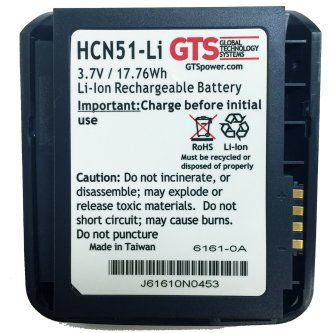 HCN51-LI Battery Intermec CN50/51 mobile computer GTS, BATTERY, 3.7V, 4800 MAH, CN50/CN51 MOBILE COMPUTERS BTRY,INTERMC,CN50/51,4800MAH,318 052 001 GTS Battery for Intermec CN50 / CN51 Mobile Computers GTS, PLEASE REFER TO HCN5X-LI-B, BATTERY, 3.7V, 4800 MAH, CN50/CN51 MOBILE COMPUTERS GTS rechargeable, replacement battery for Intermec CN50/CN51 devices. 4800 mAh, Li-Ion, 3.7 volts, 1 year warranty, OEM p/n: 318X052X001 GLOBAL TECHNOLOGY SYSTEMS, GTS, BATTERY, 3.7V, 480<br />BTRY INT CN50/51 4800MAH, 318-052-001<br />GLOBAL TECHNOLOGY SYSTEMS, GTS, BATTERY, 3.7V, 4800 MAH, CN50/CN51 MOBILE COMPUTERS