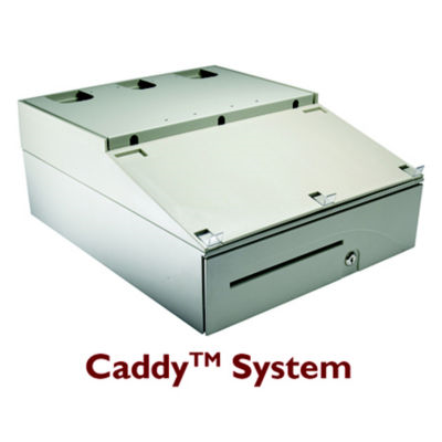 INT320-CW S100 Cash Drawer Caddy (POS Interface System, Cash Drawer Riser and Tray with Media Slot 320M) - Color: Cloud White  POS INT SYS CLOUD WHITE CASH DRISER & TR APG Cash Drawer Caddy System POS INT SYS CLOUD WHITE CASH DRISER & TRAY W/MEDIA SLOT 320M