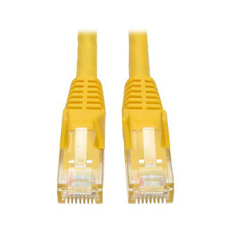 N201-001-YW Cat6 Cable (RJ45 M/M),PoE,Yellow,1 ft.