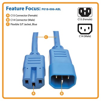 P018-006-ABL Heavy Duty Computer Power Cord