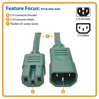 P018-006-AGN Heavy Duty Computer Power Cord