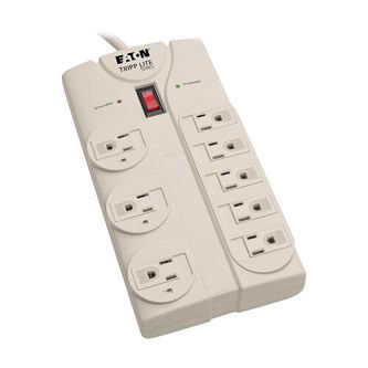 TLP808 TRIPP-LITE SAFETY COVERS FOR 6 TRANSFORMERS<br />8-OUTLET SURGE 8FT CORD 1440J 5-15P GRAY