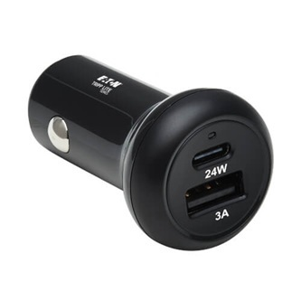 U280-C02-24W-1B USB CAR CHARGER DUAL-PORT 24W