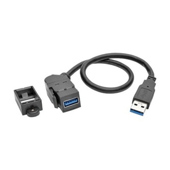 U324-001-KPA-BK 1FT BK USB-A KYSTN/PNLMT ADPT